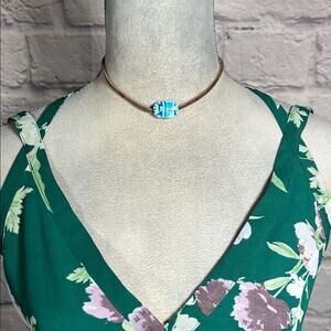 Handmade Egyptian scarab beetle pendant choker necklace